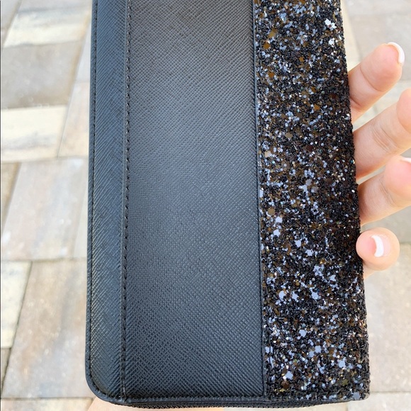 Kate Spade Greta Zip Around Wallet Glitter Black - Picture 3 of 7